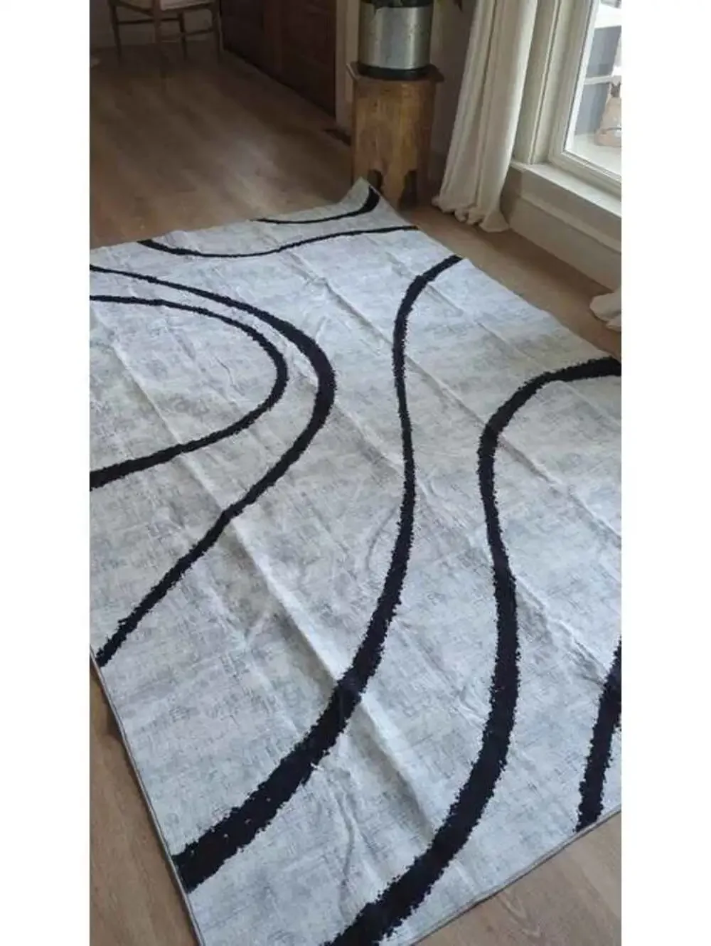 YIHOUSE Abstract Rug 6x9 Black and White Living Room Stripe Bedroom Dining Room